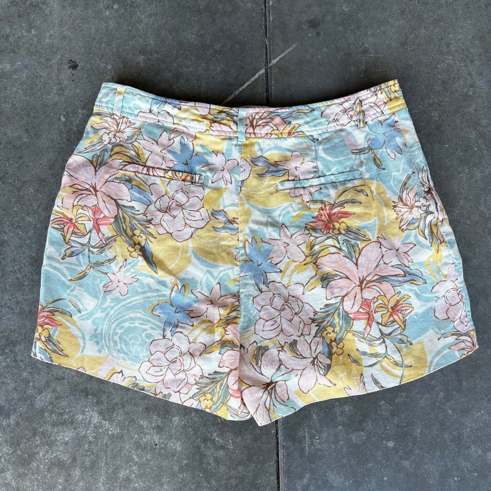 Lauren Ralph Lauren 100% Linen Shorts Women's 10P Floral Print Vacation Summer - Picture 6 of 9